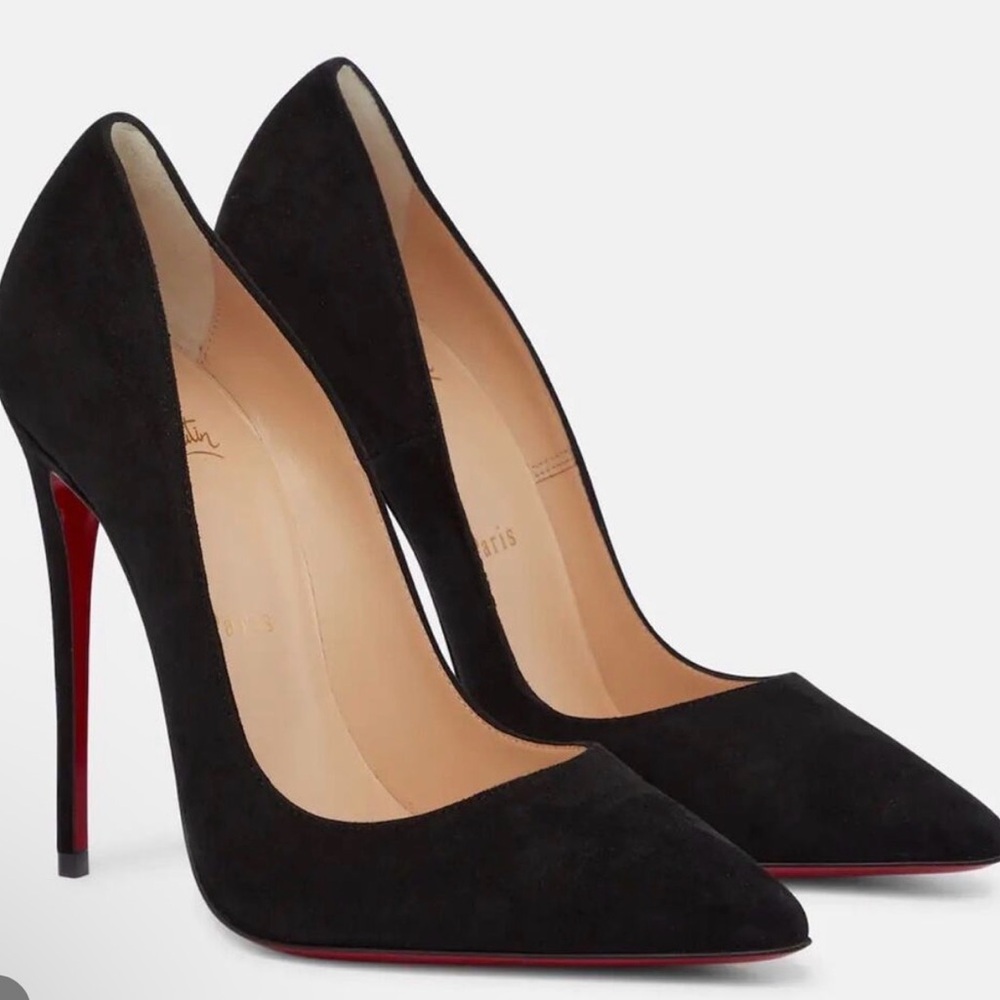 Christian Louboutin So Kate 120mm Pointed Toe in Black Leather Suede Size 40